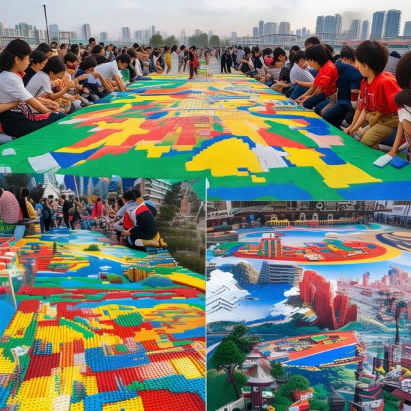 成都1000人堆砌乐高画卷