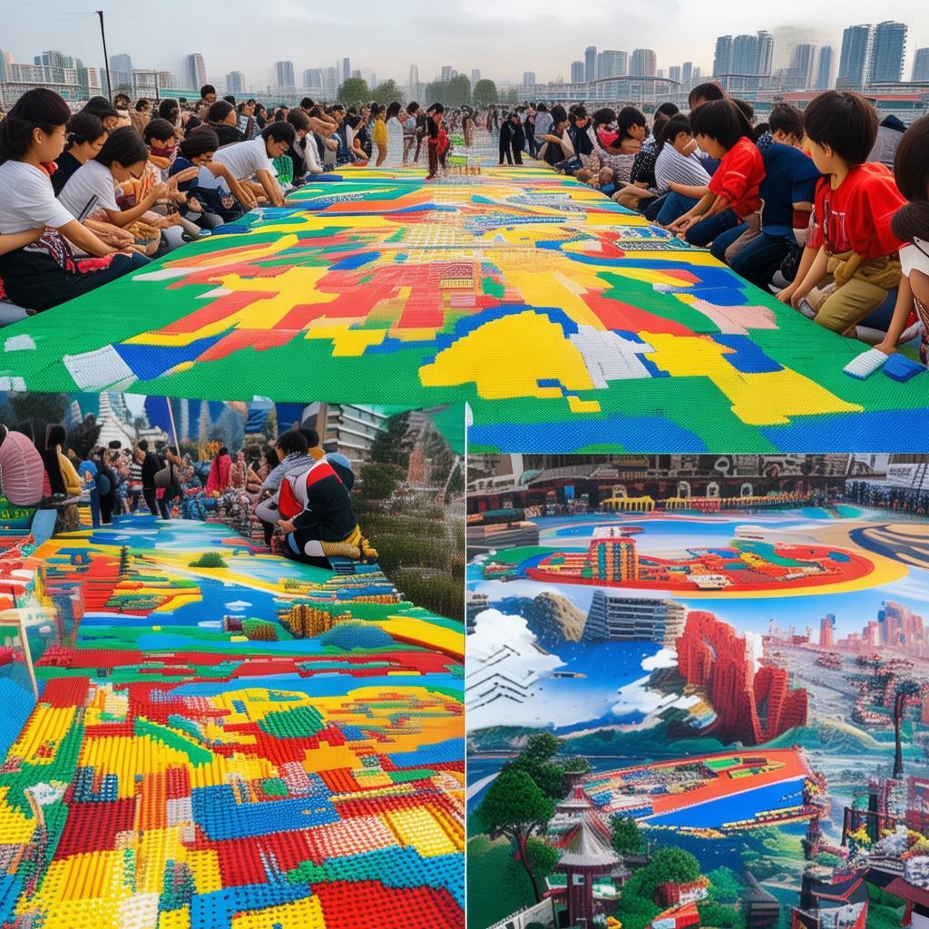 成都1000人堆砌乐高画卷