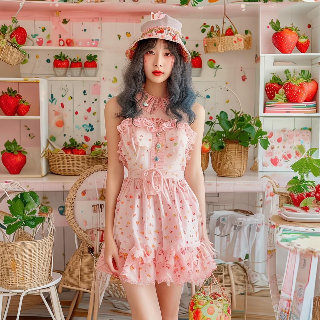 可爱小草莓模特